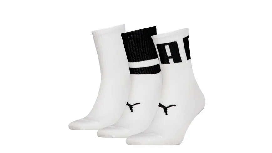 PUMA Unisex Sportsocken Big Logo Crew 3er Pack White combo