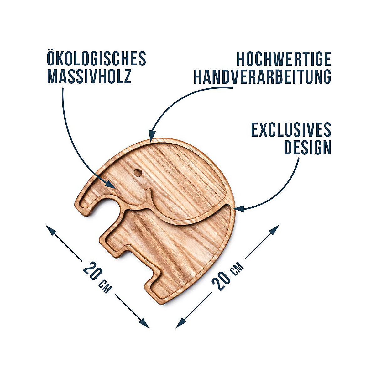 Kinder Holzteller Phanty aus naturbelassenem Eschenholz