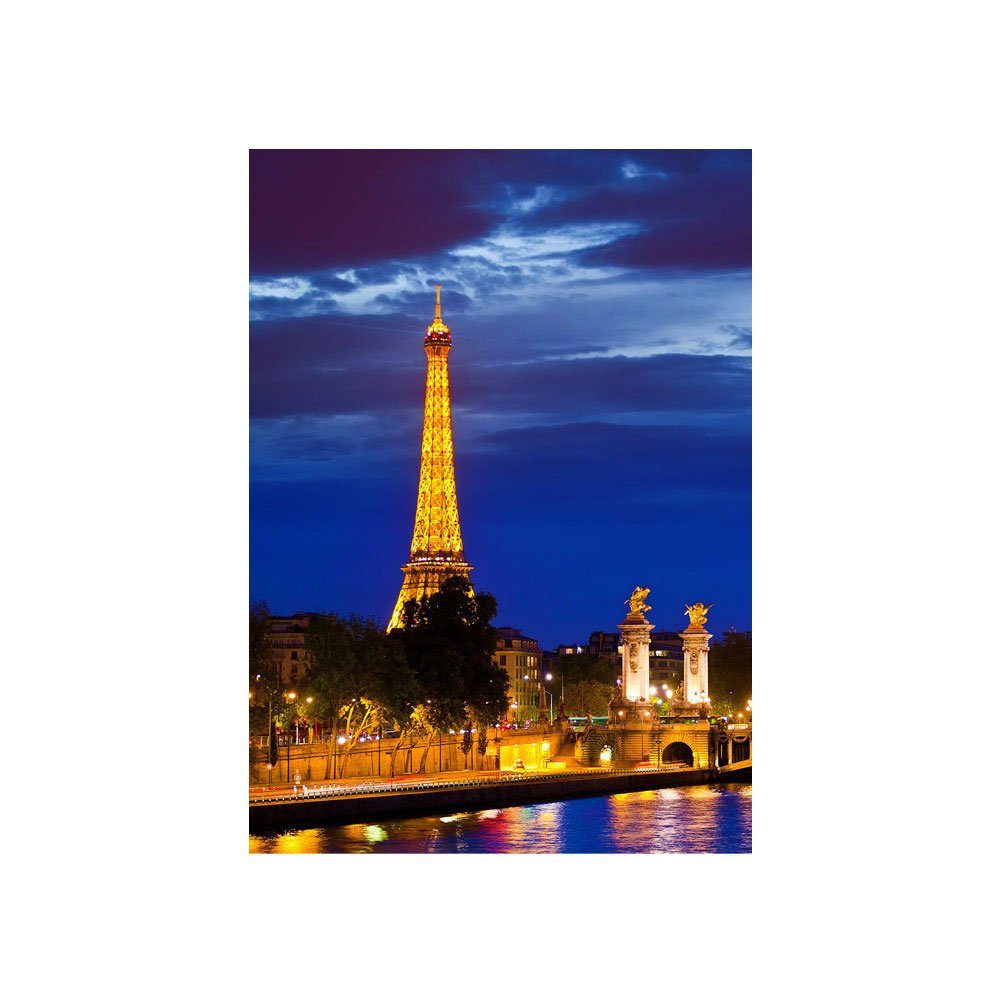 liwwing Fototapete Fototapete Paris Eifelturm Nacht Lightning Skyline Stadt Panorama no. 983, Skylines