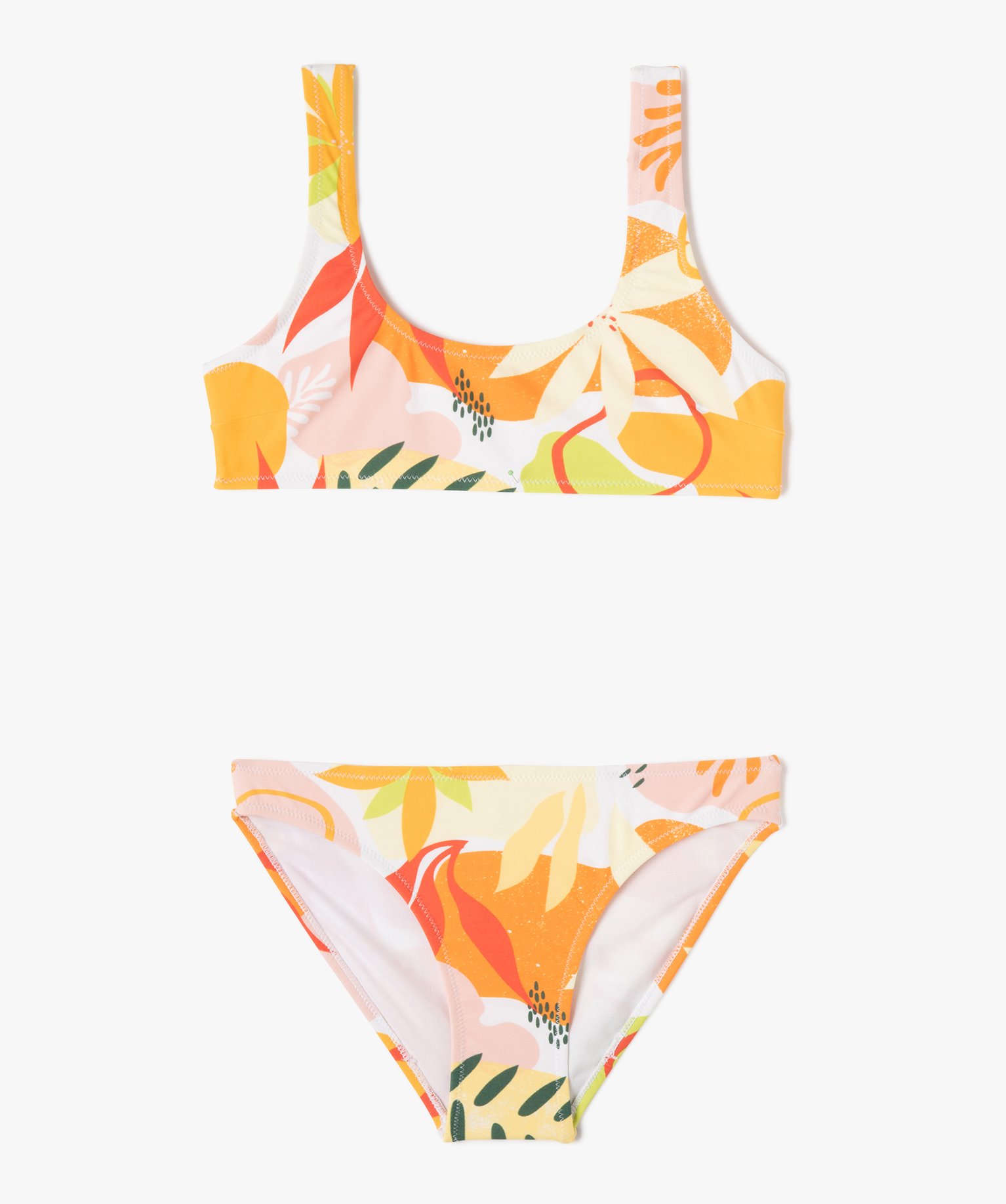 Maillot de bain fille 2 pièces à motif feuillage imprime | GEMO
