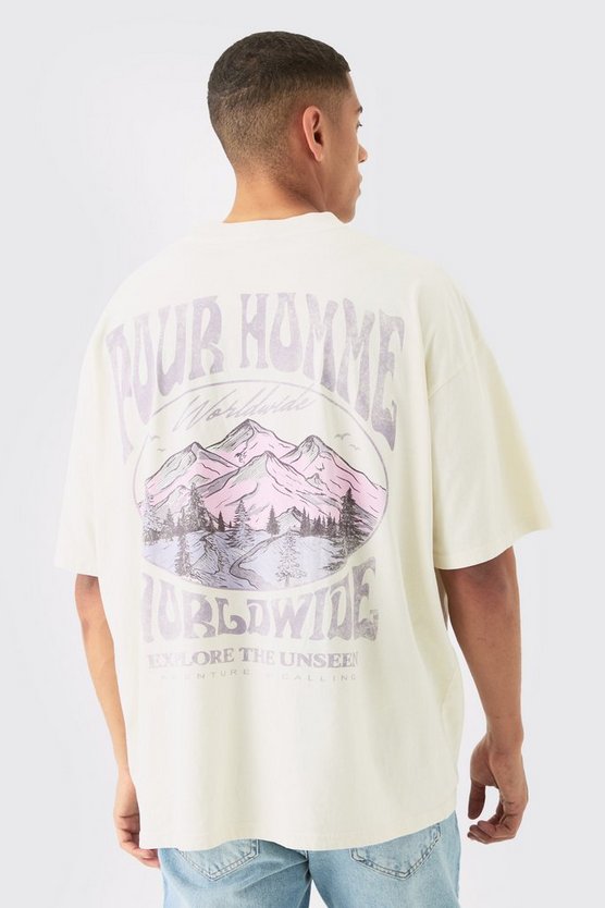 Oversize T-Shirt mit Pour Homme Print