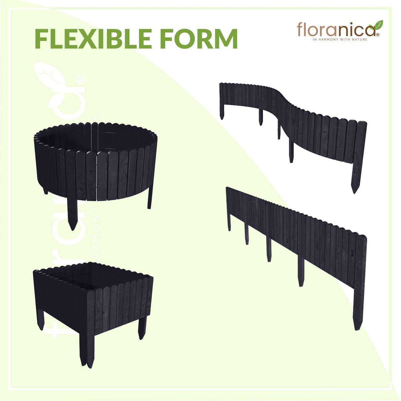 Pemicont Rollborder Flexibler Holzzaun Rolborder Beeteinfassung Rasenkante Gartenzaun