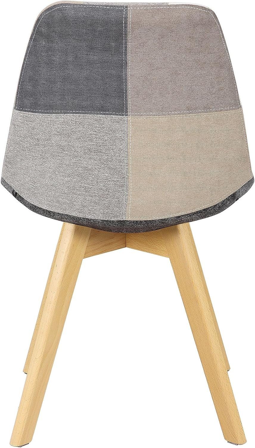 Woltu 4-Fußstuhl (1 St), Patchwork Stühle, Leinen Stoff Holzbeine