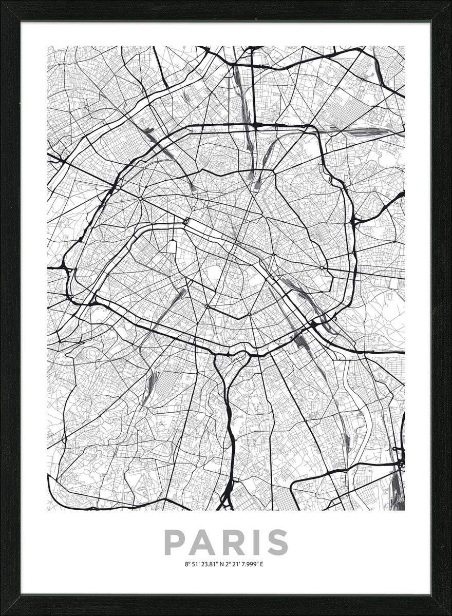 Kunstdruck Paris City Map 55 x 75 cm