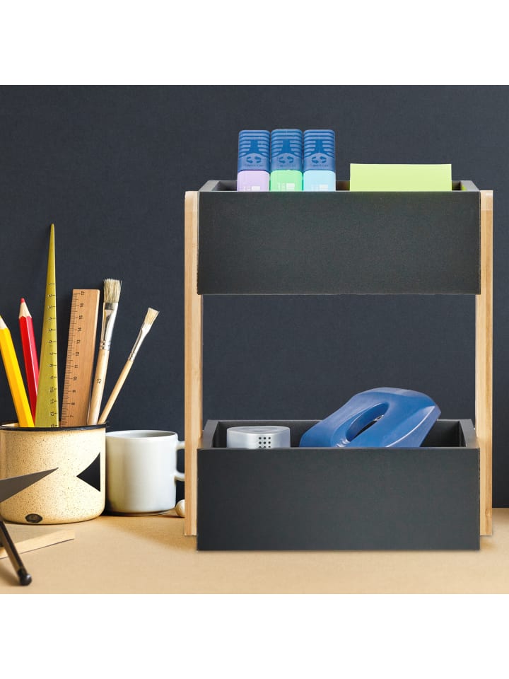 relaxdays Schreibtisch Organizer in Schwarz/ Natur günstig kaufen onesize