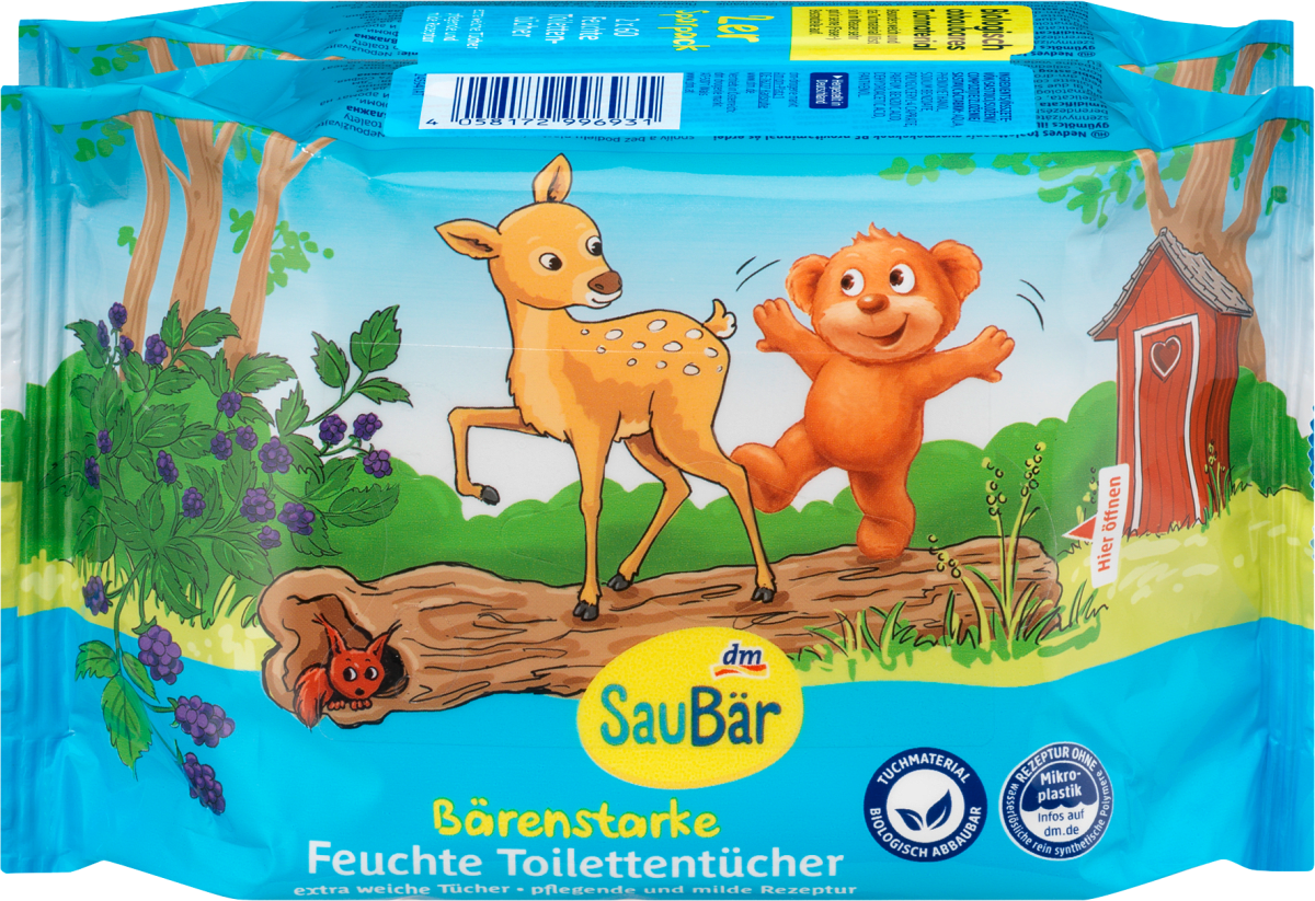 Feuchte Toilettentücher Bärenstark (2x60 St), 120 St