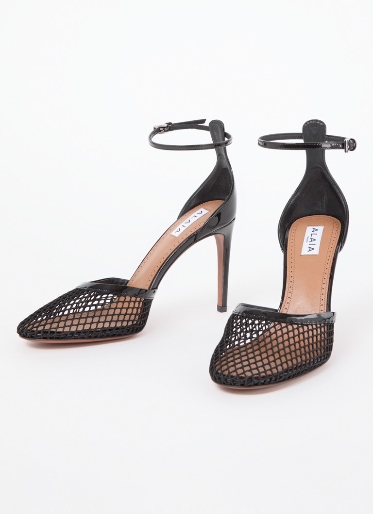 Pantofi cu toc tricotat Alaïa și detalii din piele de vițel