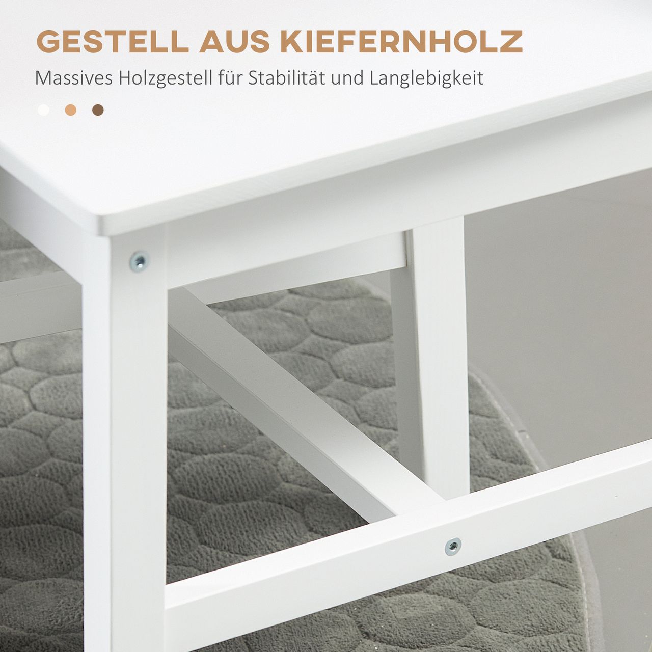 HOMCOM Esszimmerstuhl 2er Set Küchenstuhl, Essstuhl mit Rückenlehne, Kiefernholz