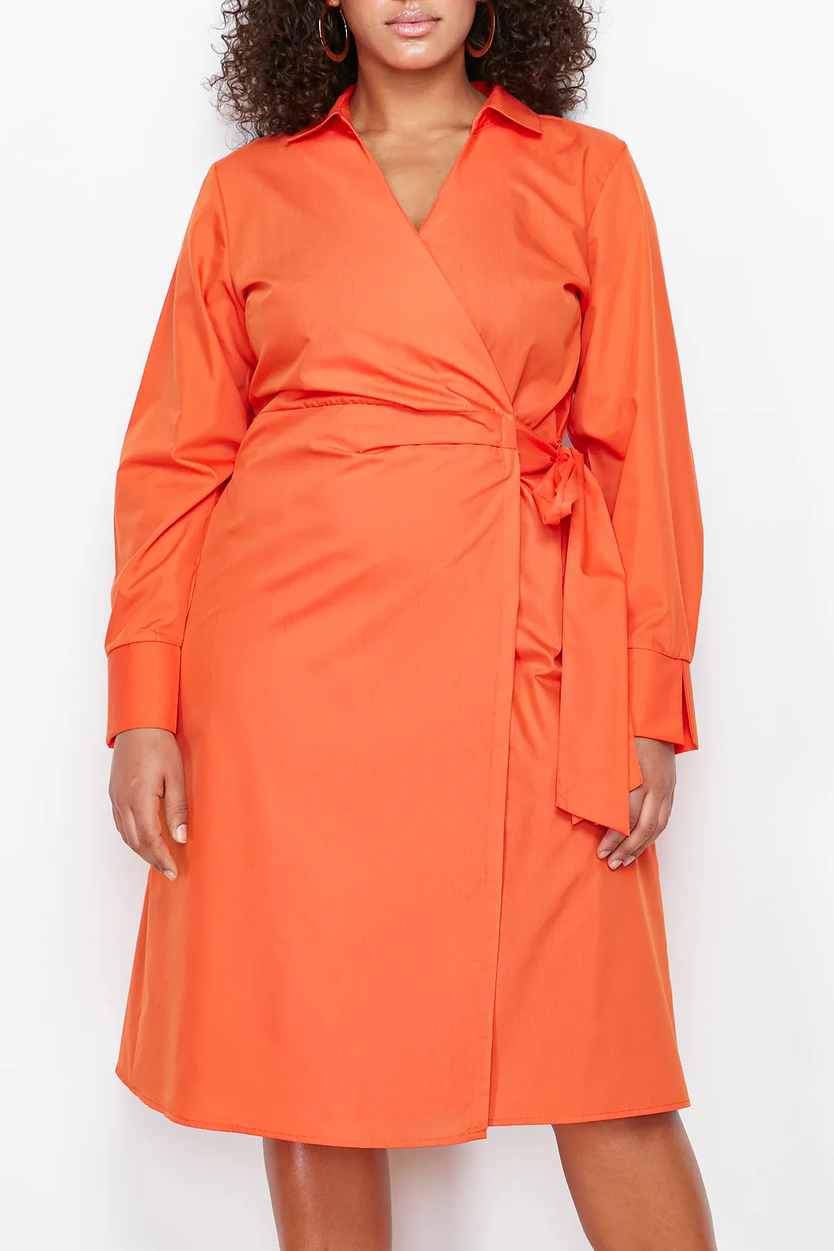 Trendyol Curve  Oranges zweireihiges gewebtes Kleid TBBSS24AH00053