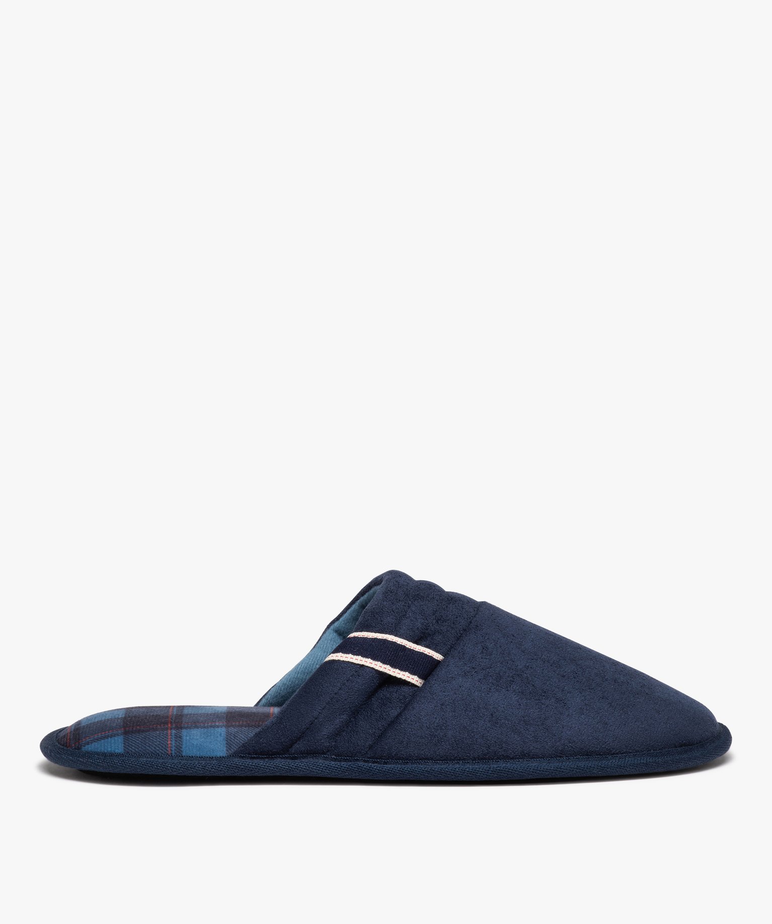 Chaussons homme mules en velours à semelle imprimée bleu | GEMO