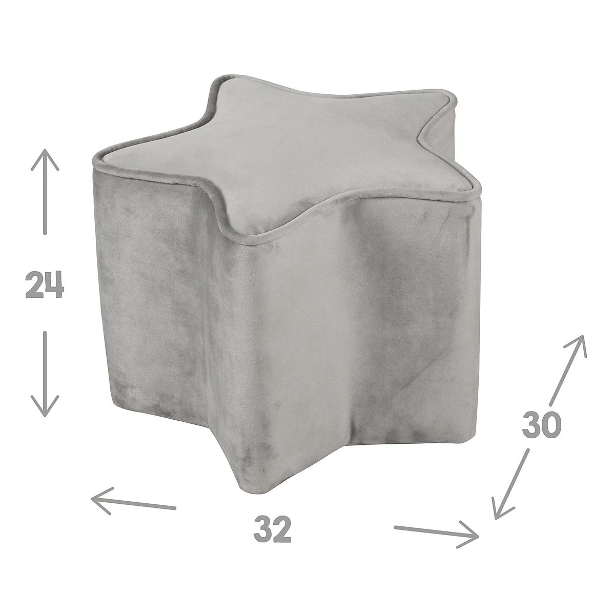 Bundle Lil Sofa - 1x Kindersofa groß, 1x Kinderhocker und 1x Dekokissen in Sternenform silbergrau