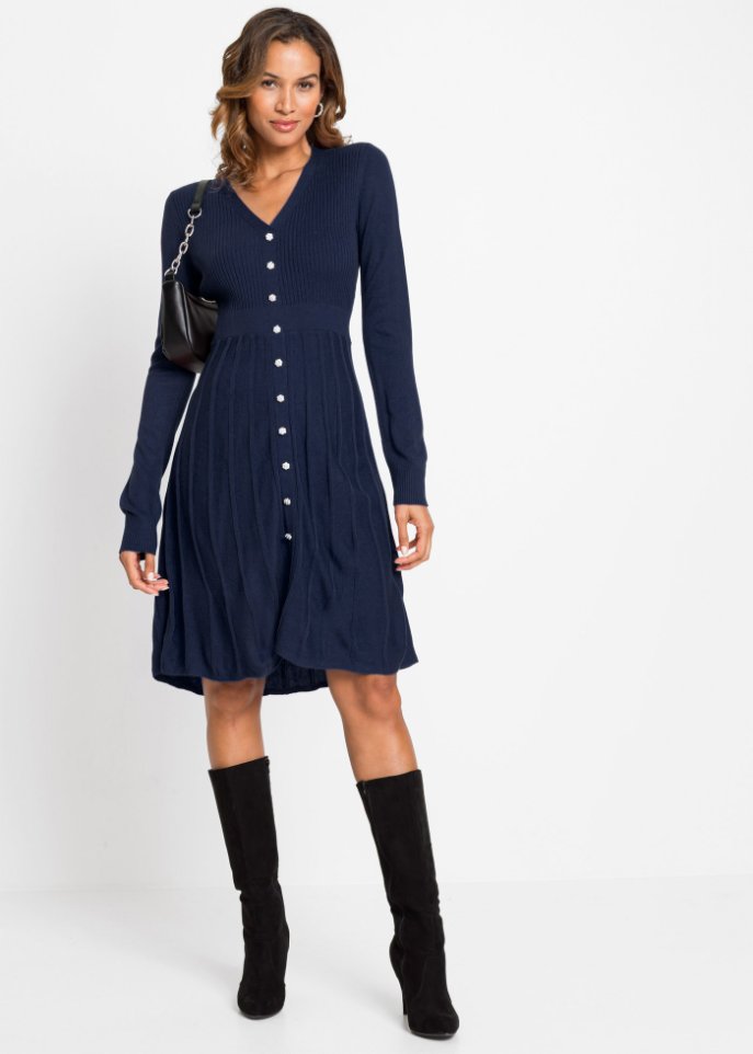 Strickkleid mit Plissee