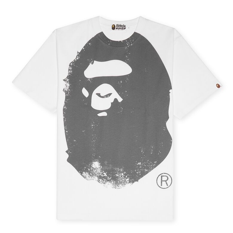 A Bathing Ape Overprinted Ape Head Tee M white