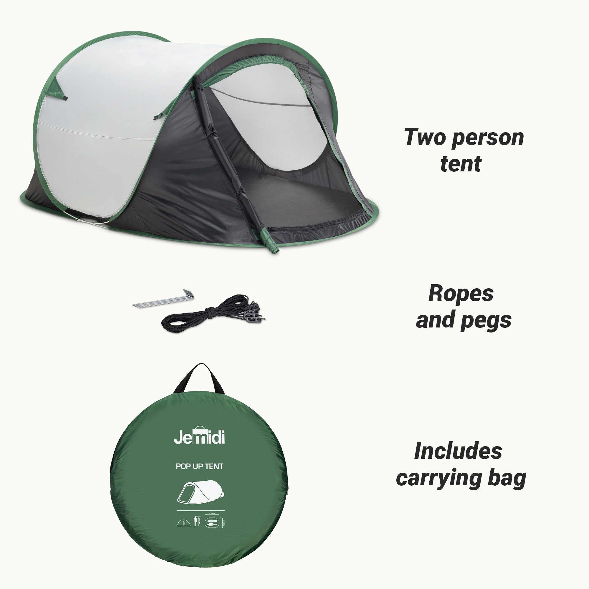 JEMIDI Wurfzelt Pop Up Wurfzelt 2 Personen - Camping & Trekkingzelt - leicht
