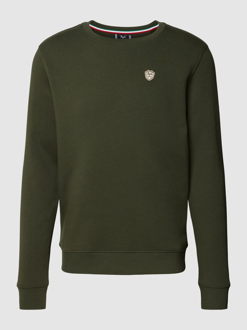 Sweatshirt mit Label-Detail Modell 'Nico' in olivgrün