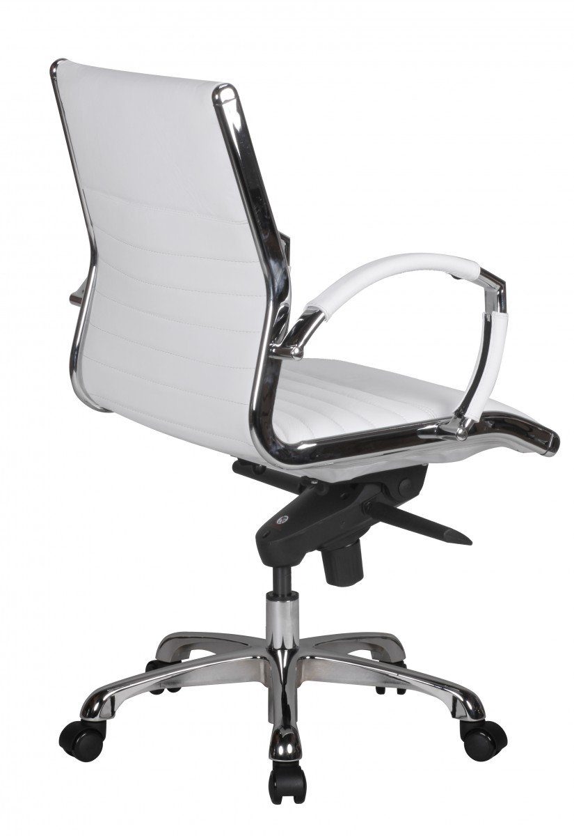 Amstyle Drehstuhl SPM1.236 (SALZBURG 2 Echtleder Weiß Schreibtischstuhl), Bürostuhl XXL 120kg Chefsessel höhenverstellbar