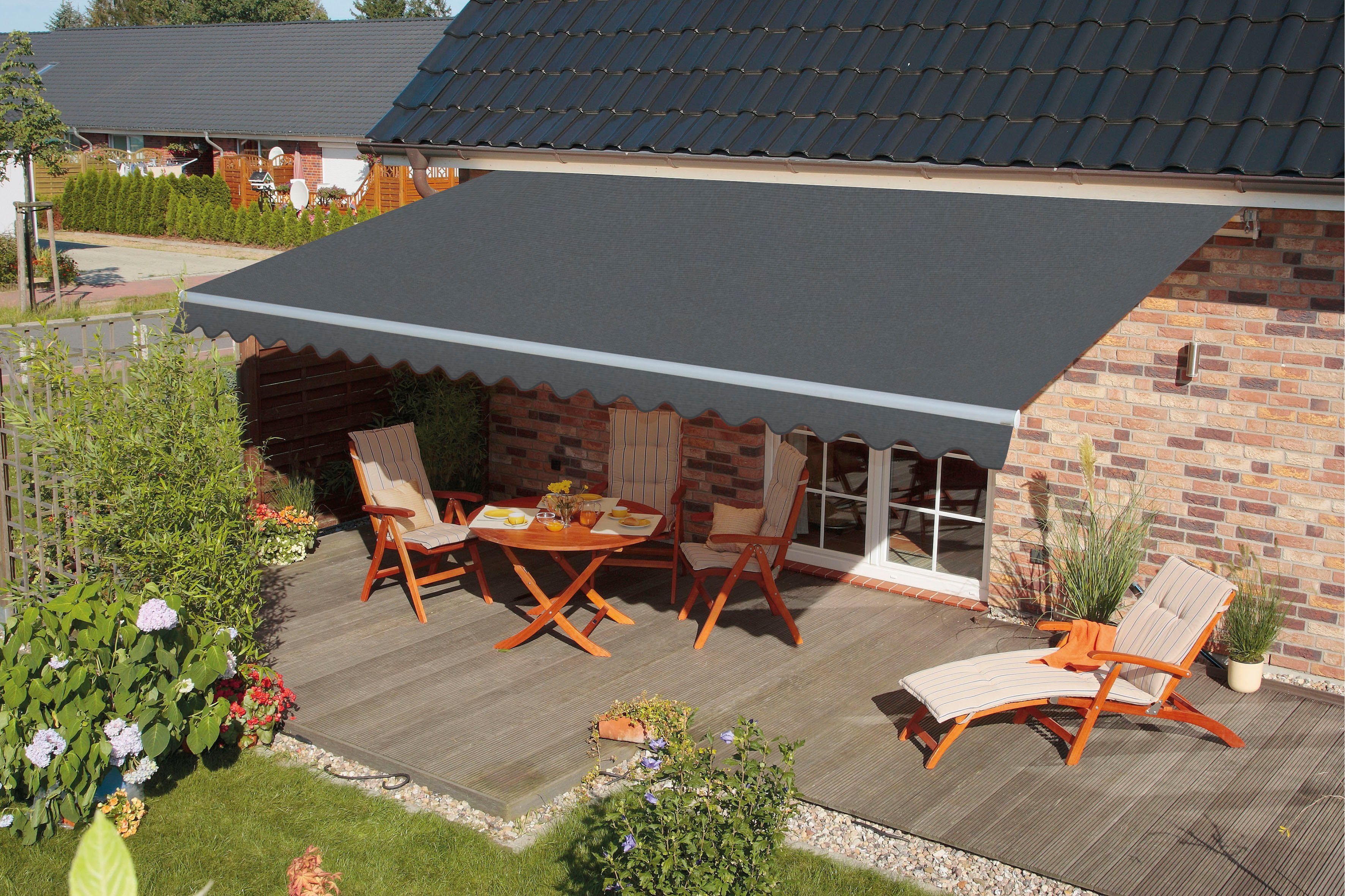 Spettmann Gelenkarmmarkise STAR FIX 350 cm Breite, 250 cm Ausfall, Volant gewellt