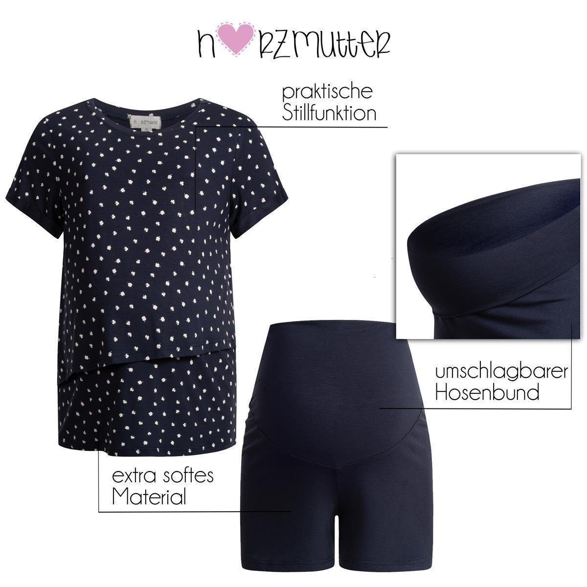 Herzmutter Umstandspyjama Kurzer Stillpyjama - Nachtwäsche-Set - Muster (2 tlg)