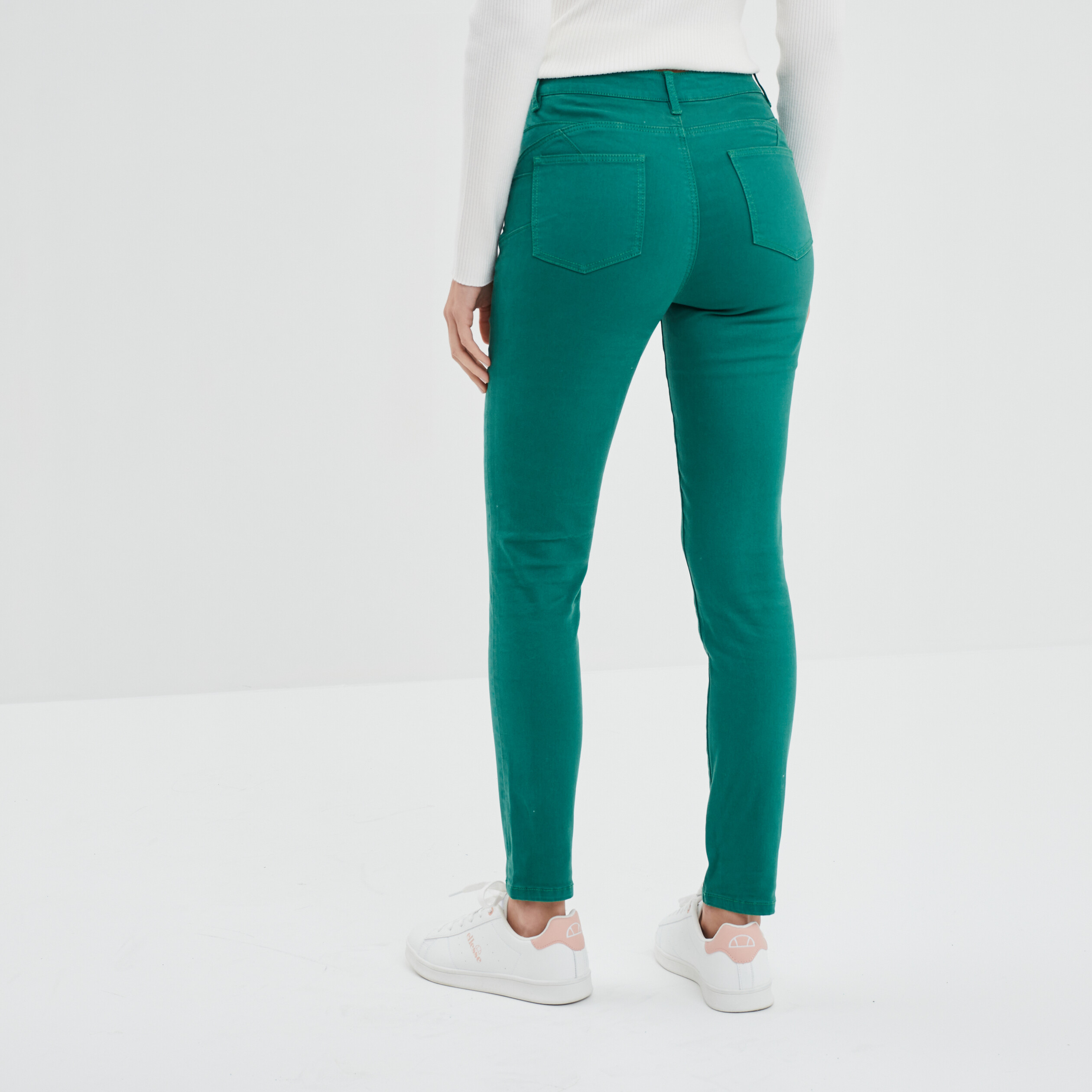 Jeans slim push up vert émeraude femme | La Halle
