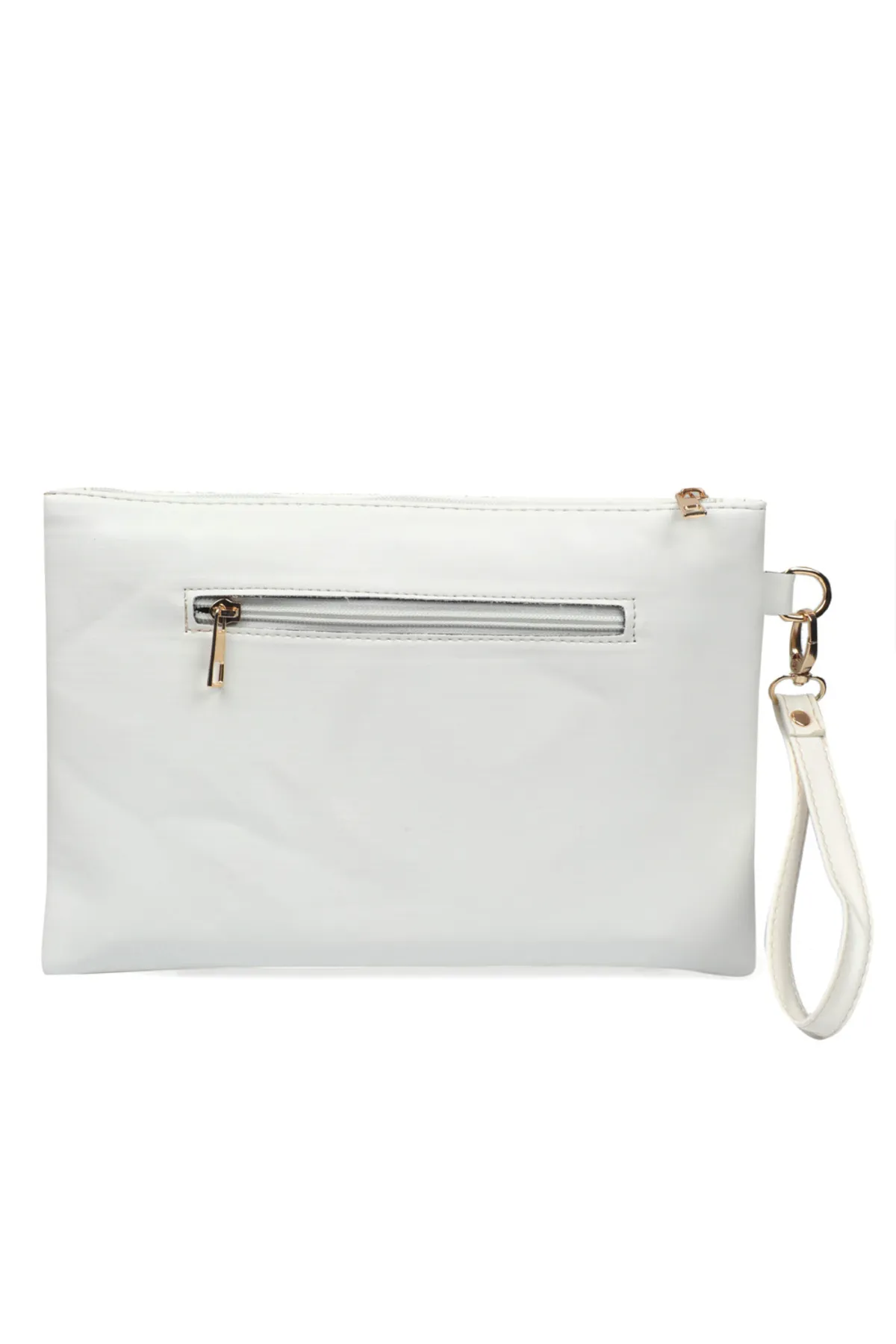 Capone Outfitters  Capone Große Damen-Clutch mit Krokodilmuster, Paris, Weiß