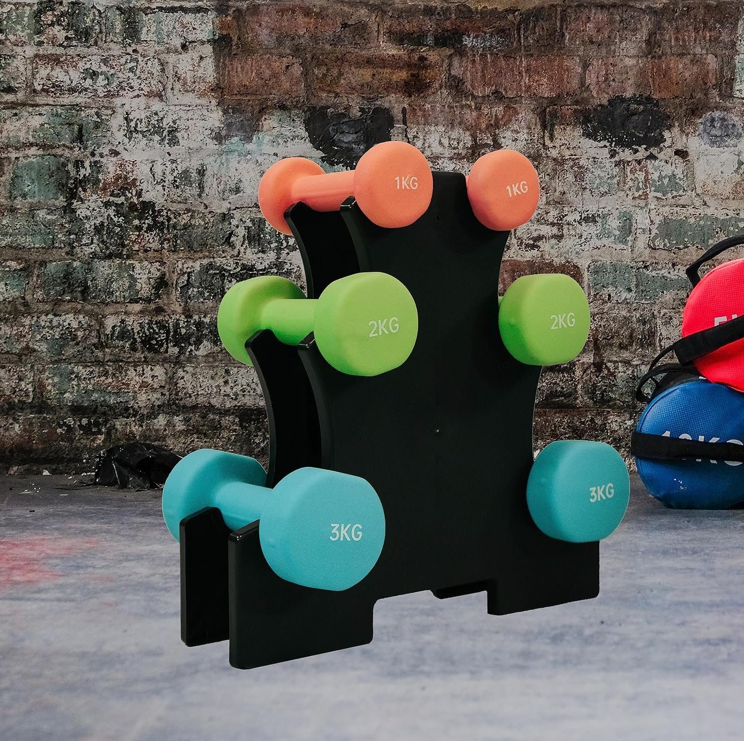 Fjoerdesports Hantel-Set Hantelpyramide aus Neopren Hantel Set für das Fitnesstraining, (Hantel-Set, Hanteln, Fitness, Workout, Yoga, Zumba, leichtes Training, Kurzhanteln, Krafttraining, Fitness, Aerobic-Sport, Heimtraining), 2 à 1 kg, 2 à 2 kg und