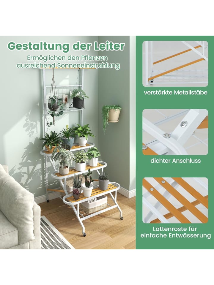 COSTWAY Pflanzenständer mit Rankgitter 175cm in Weiß günstig kaufen onesize