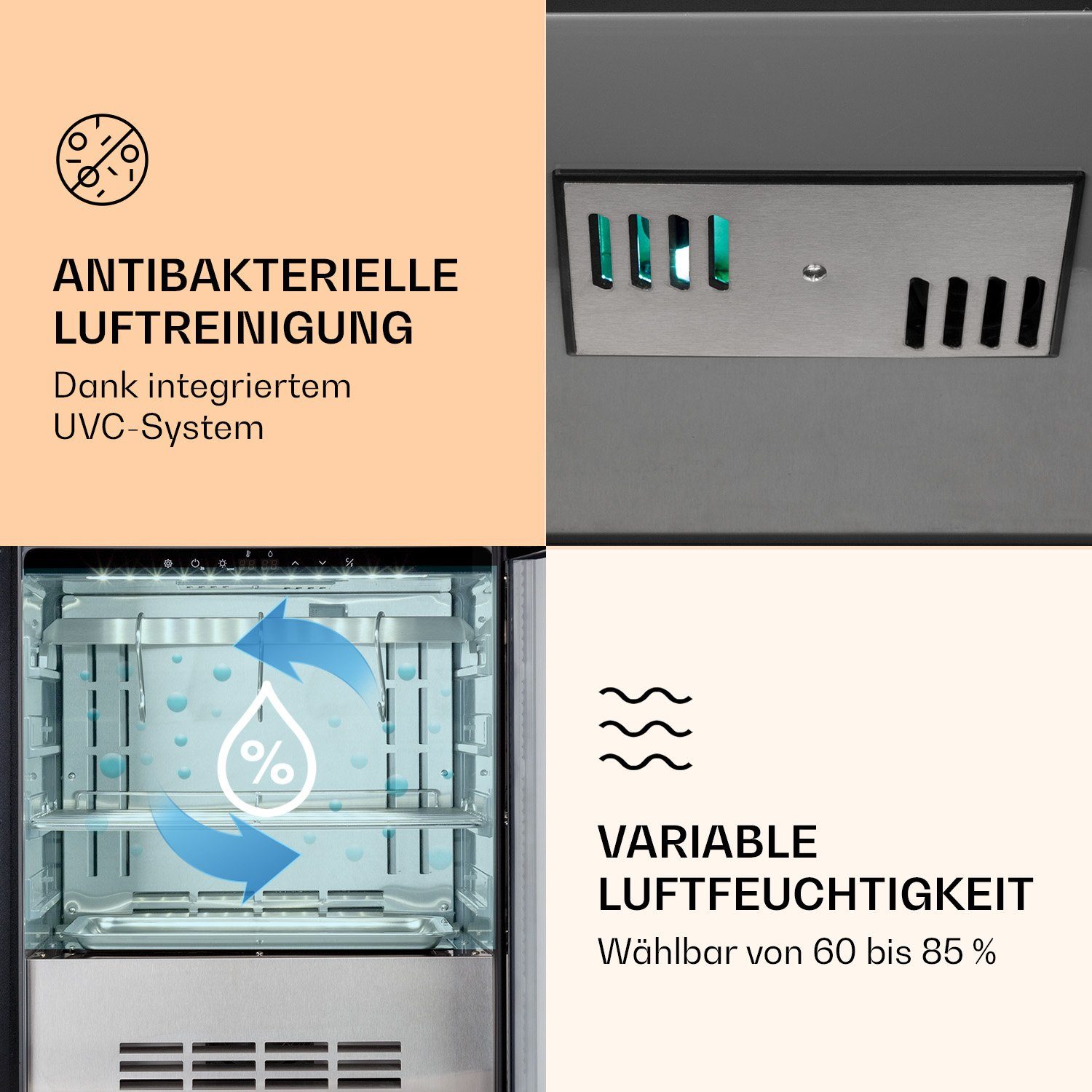 Klarstein Getränkekühlschrank HEA10-Steakhouse98-O 10039934, 82 cm hoch, 59.5 cm breit, Steakhouse Flesich Kühlschrank Fleischreifeschrank