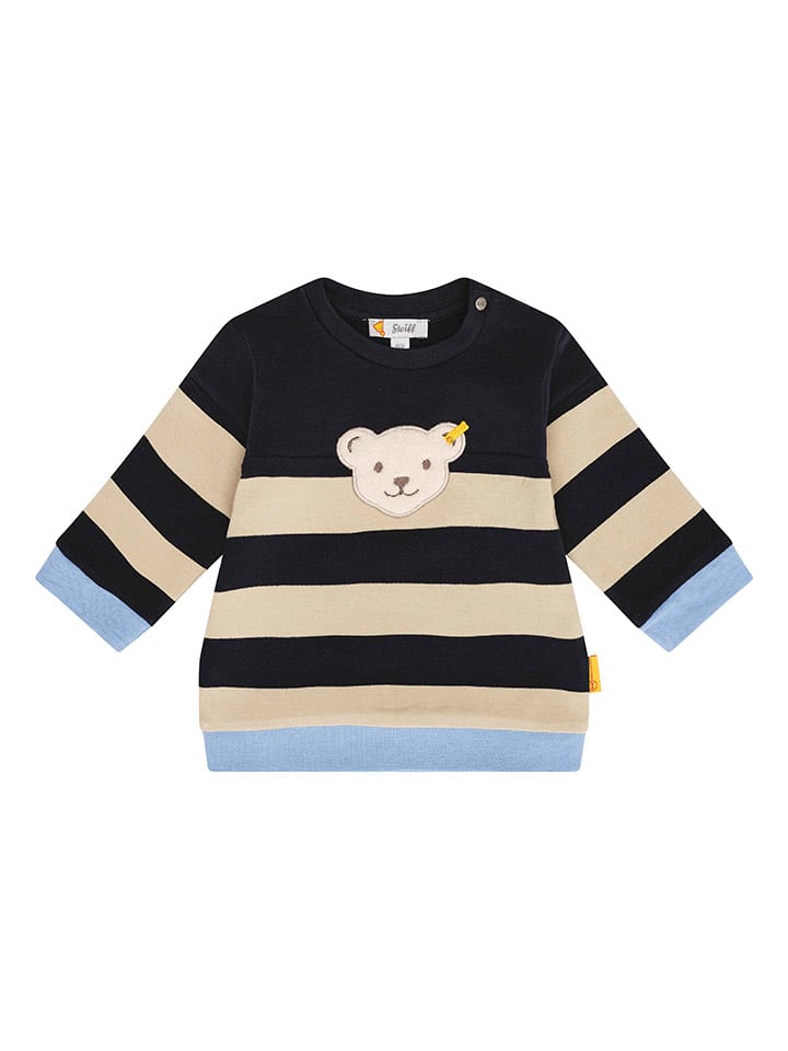 Steiff Sweatshirt in Schwarz/ Beige/ Hellblau günstig kaufen