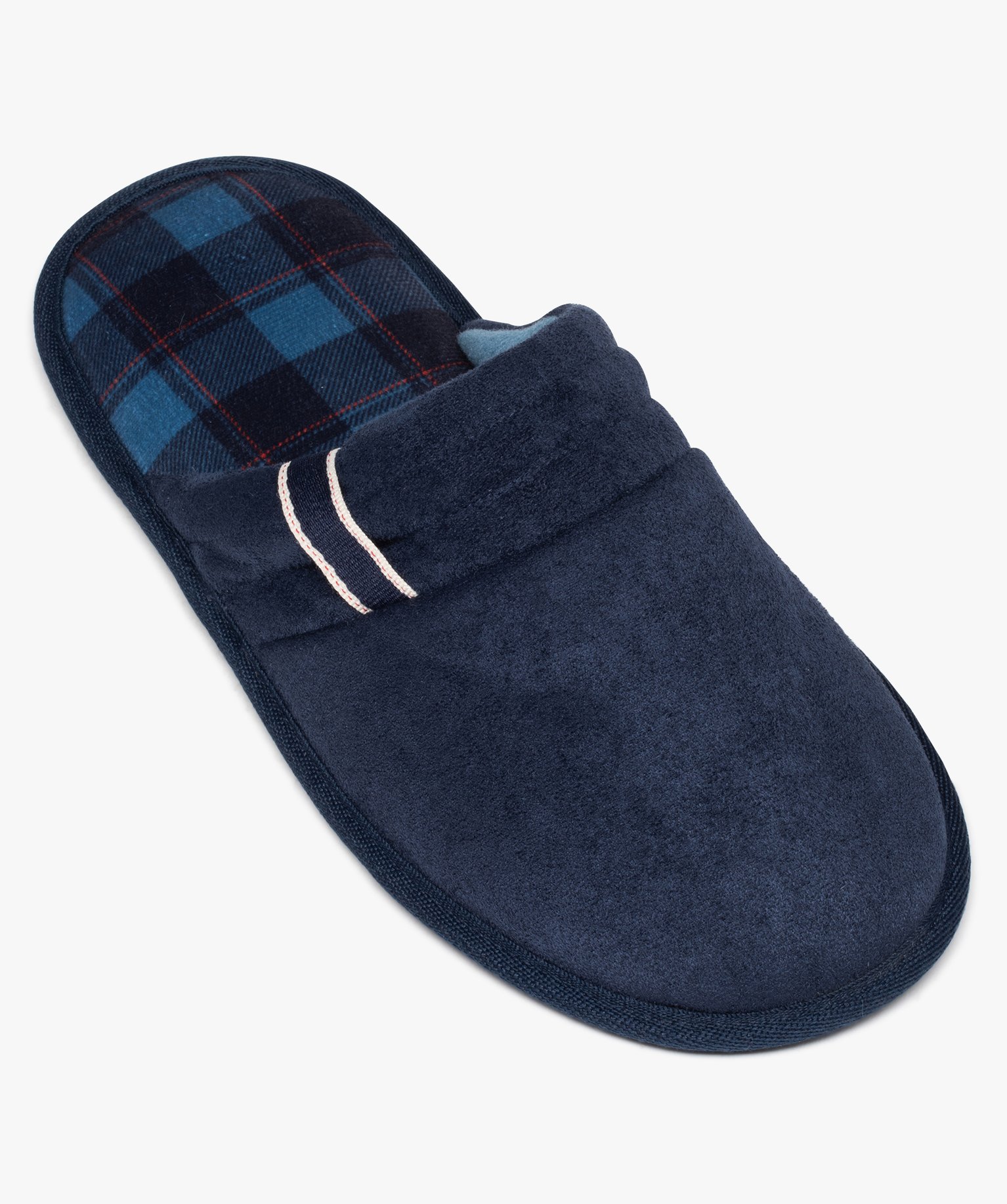 Chaussons homme mules en velours à semelle imprimée bleu | GEMO