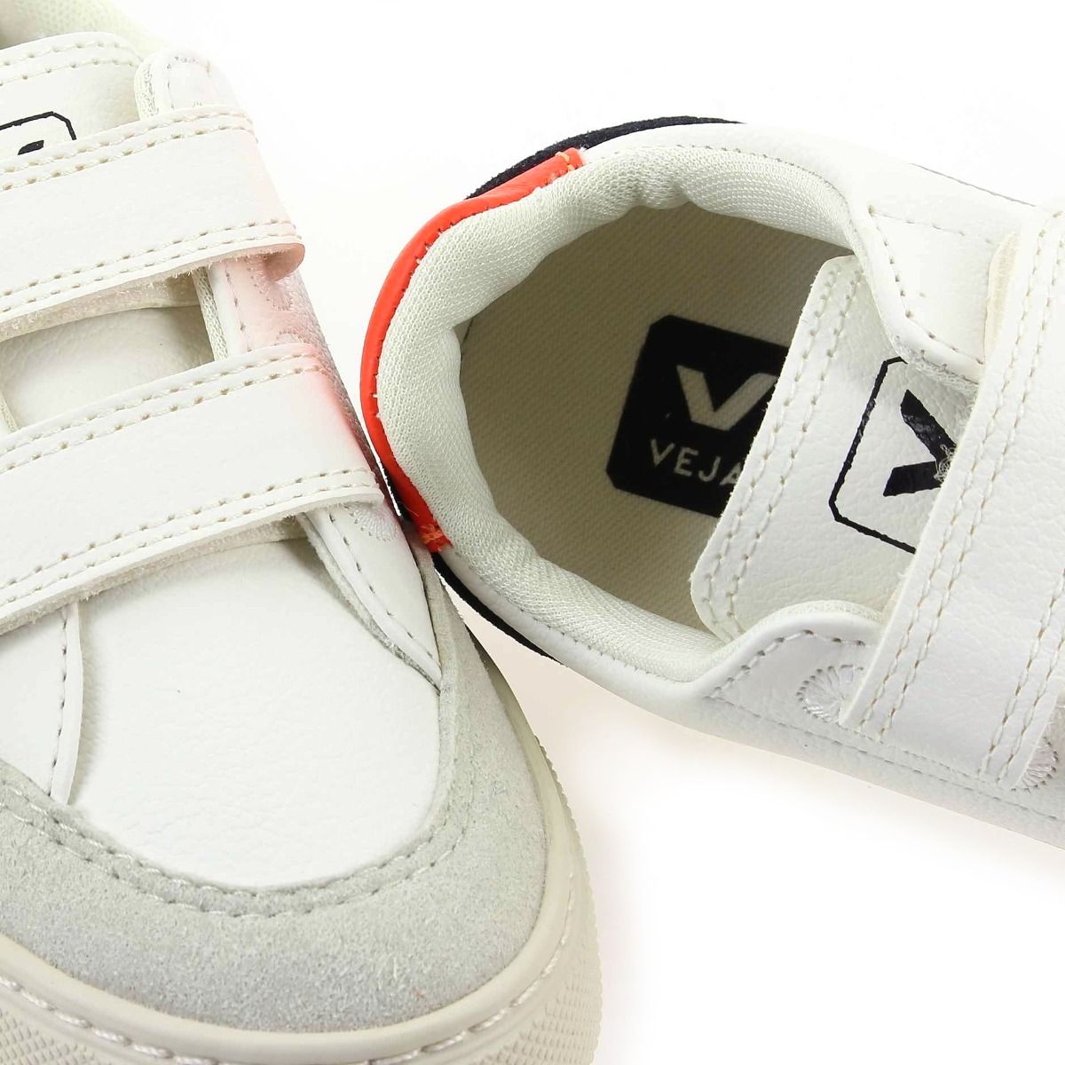 Veja  SMALL V12 VELCRO - Blanc Marine