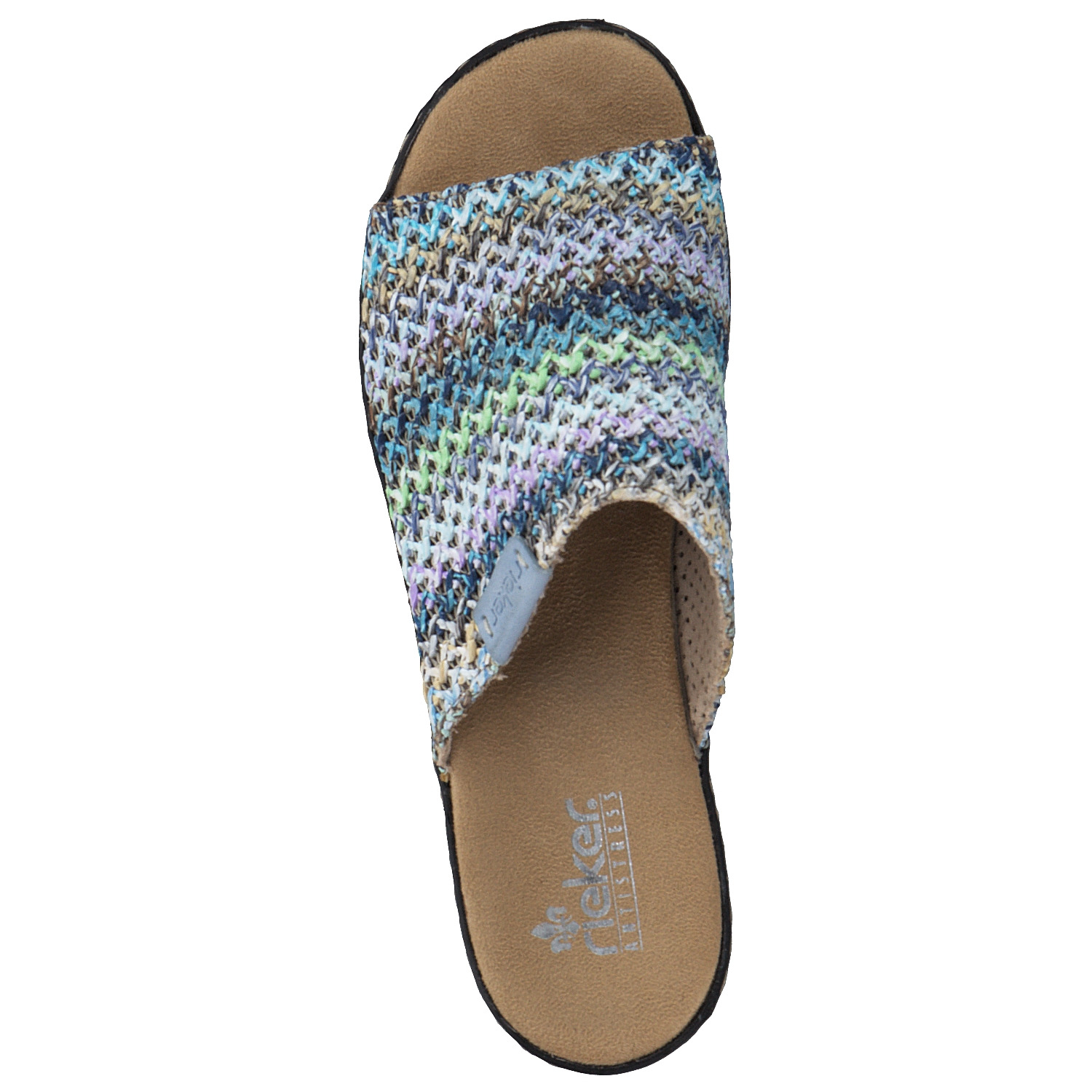 Rieker 62968, Plateau-Pantoletten, Damen, blau-multi/aqua