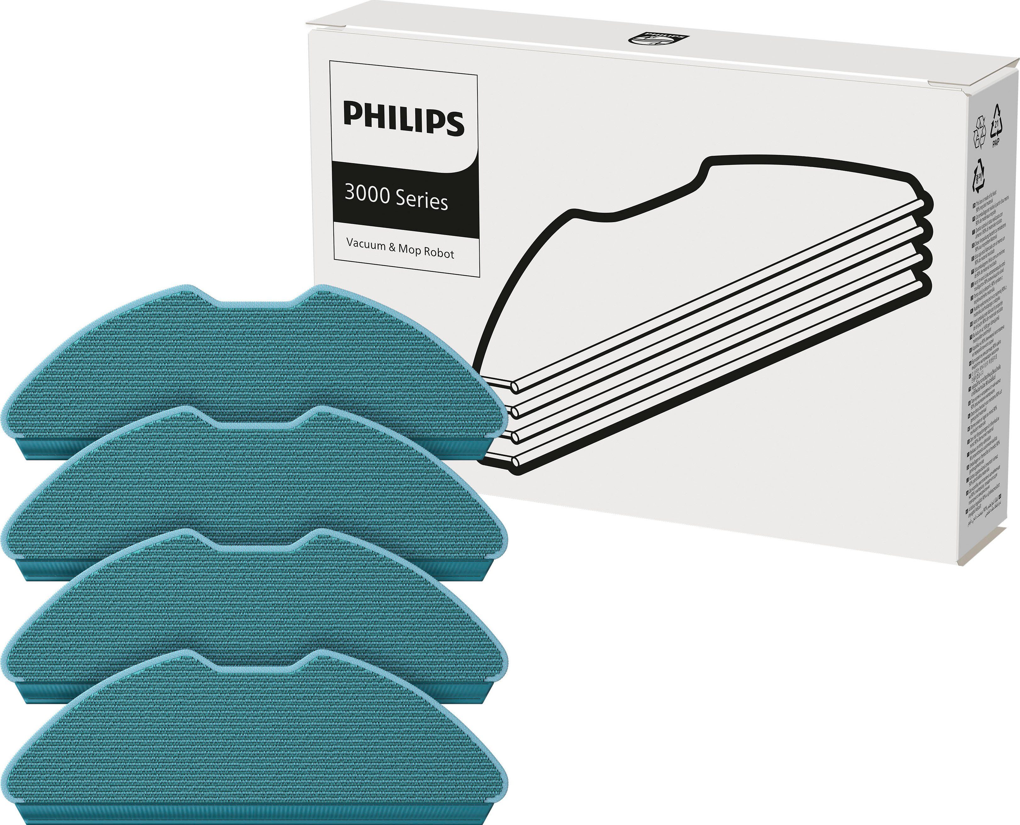 Philips XV1430/00 Mikrofasertuch (Mikrofaser, Packung, 4-tlg., Philips XV1430/00 4er Pack Mikrofasertücher für Saugroboter XU3000/02)