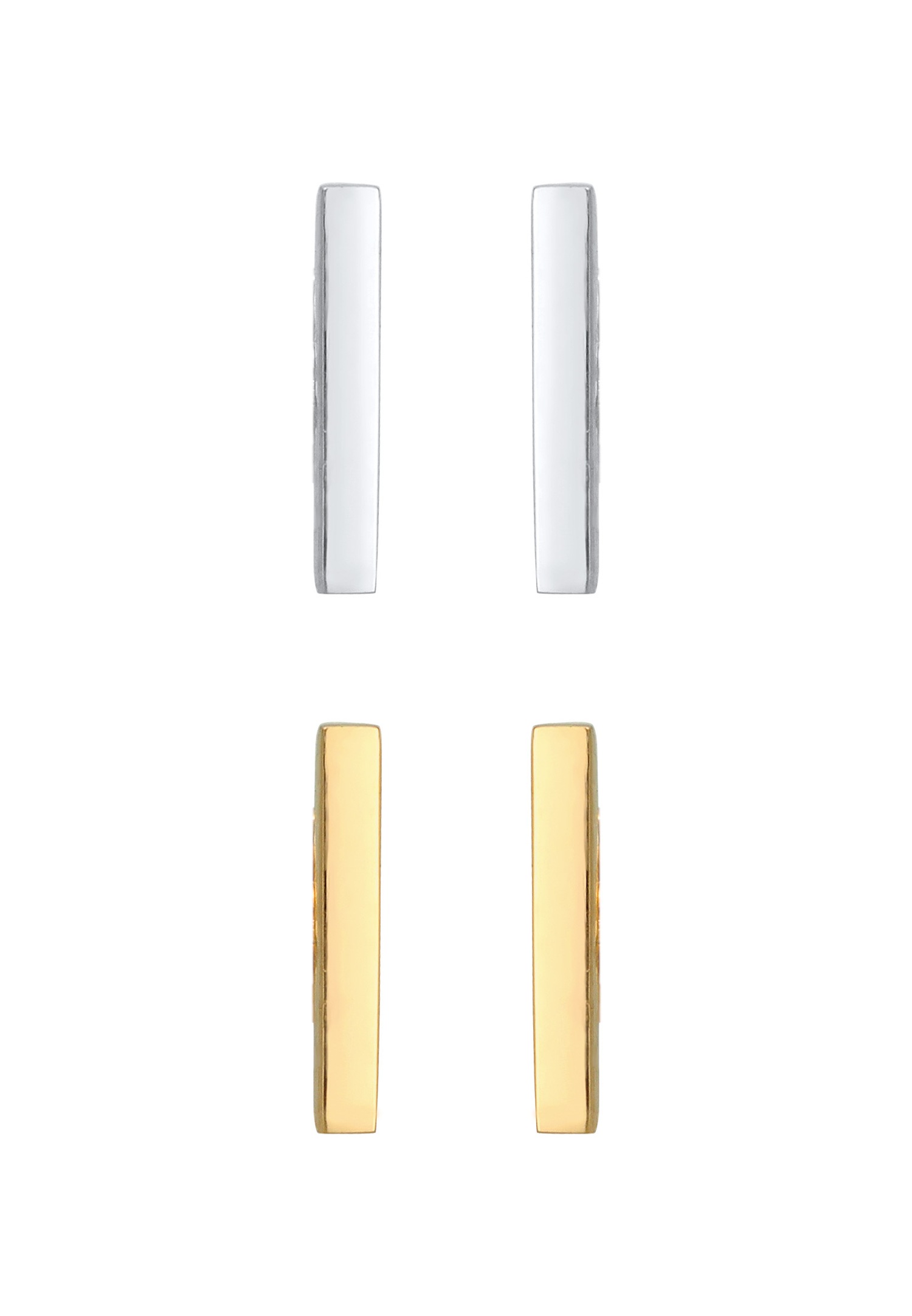 Elli Set Geo Basic Minimal Stud Earrings for Women - (925/1000) Silver Gold Plated