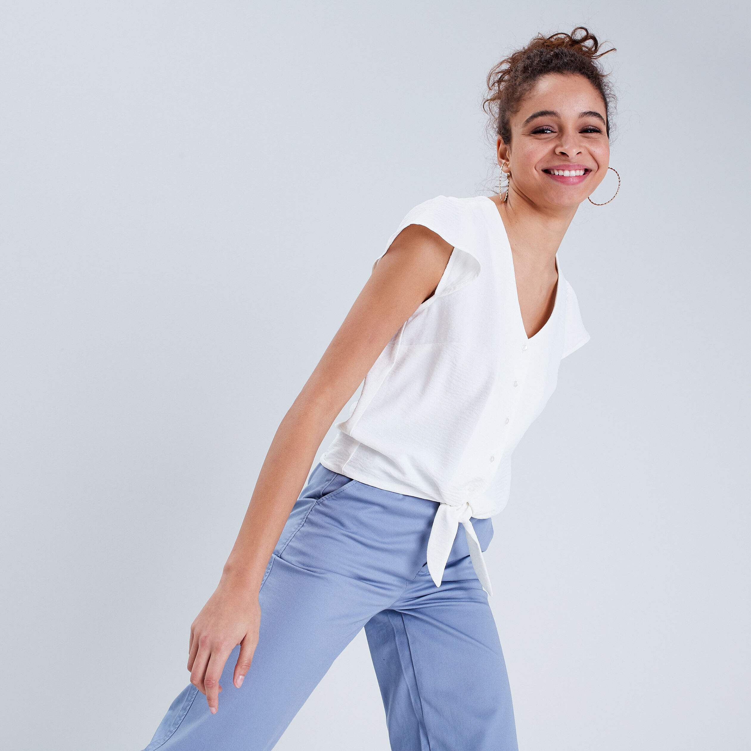 Chemise manches courtes ecru femme | Cache Cache
