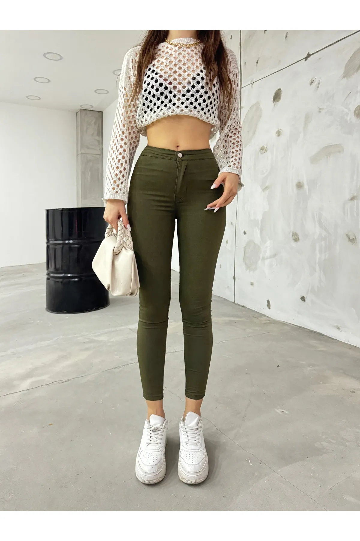 BİKELİFE  Khakifarbene Lycra-Leggings für Damen