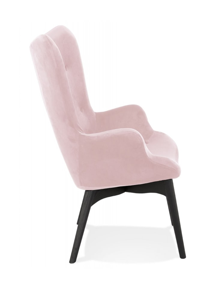KADIMA DESIGN Ohrensessel Loungestuhl Rosa Samt Holz | Skandinavischer Stil günstig kaufen onesize