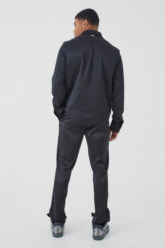 Slim-Fit Satin-Hose mit geteiltem Saum