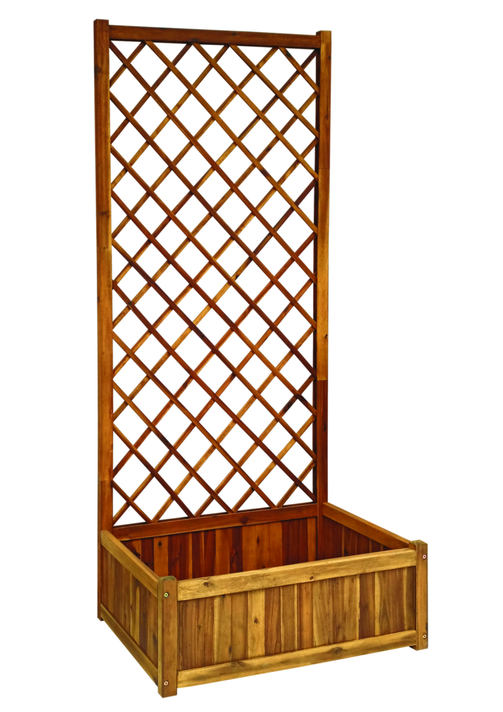 Hardin 1fachgut Pflanzkasten Pflanztopf Blumentopf mit Rankhilfe 180 x 80 x 38 cm FSC braun