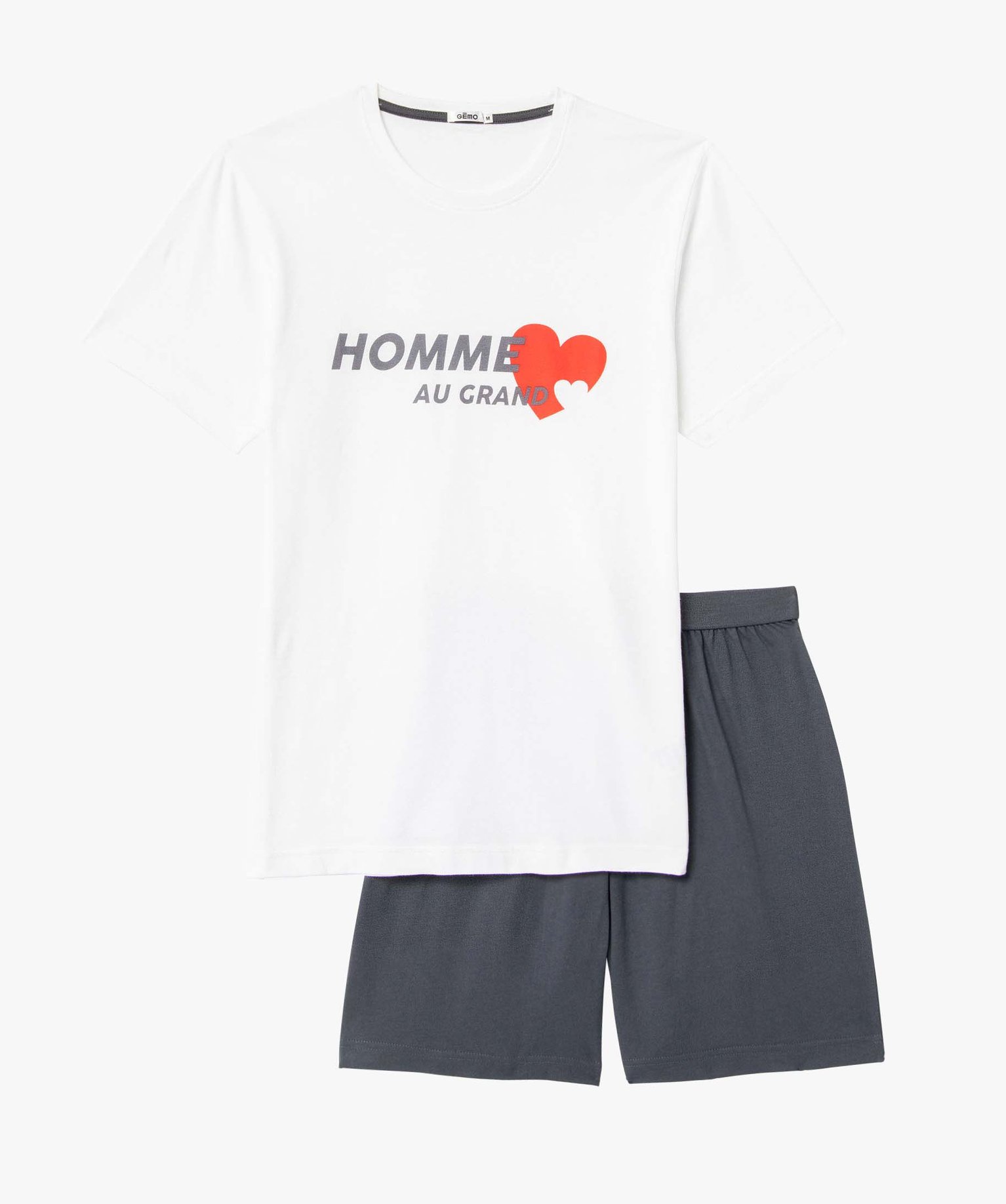 Pyjashort homme mix&match imprimé cur blanc | GEMO