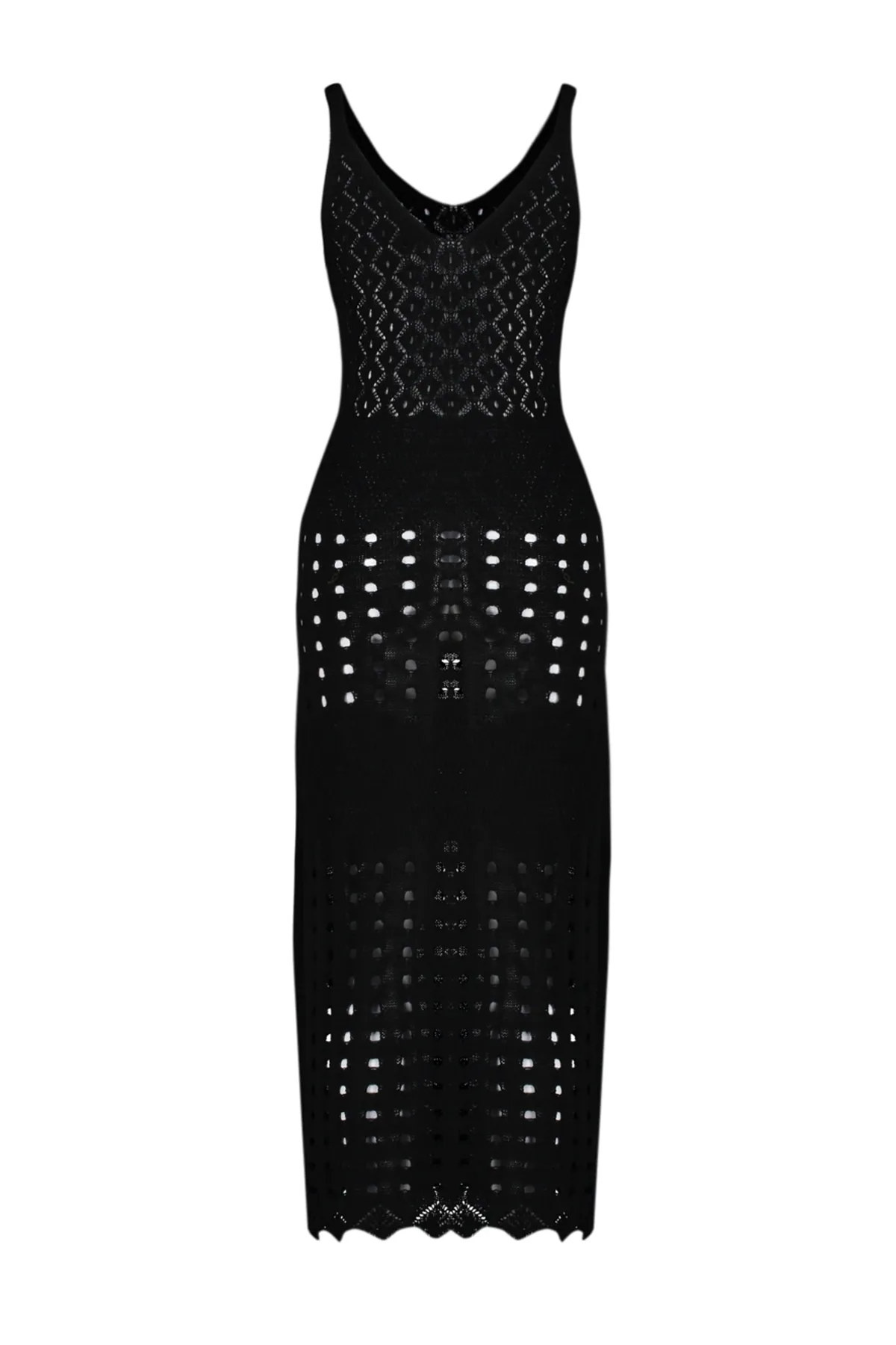 Trendyol Collection  Schwarzes Maxi-Strandkleid im gestrickten Strick-Look TBESS22EL2917