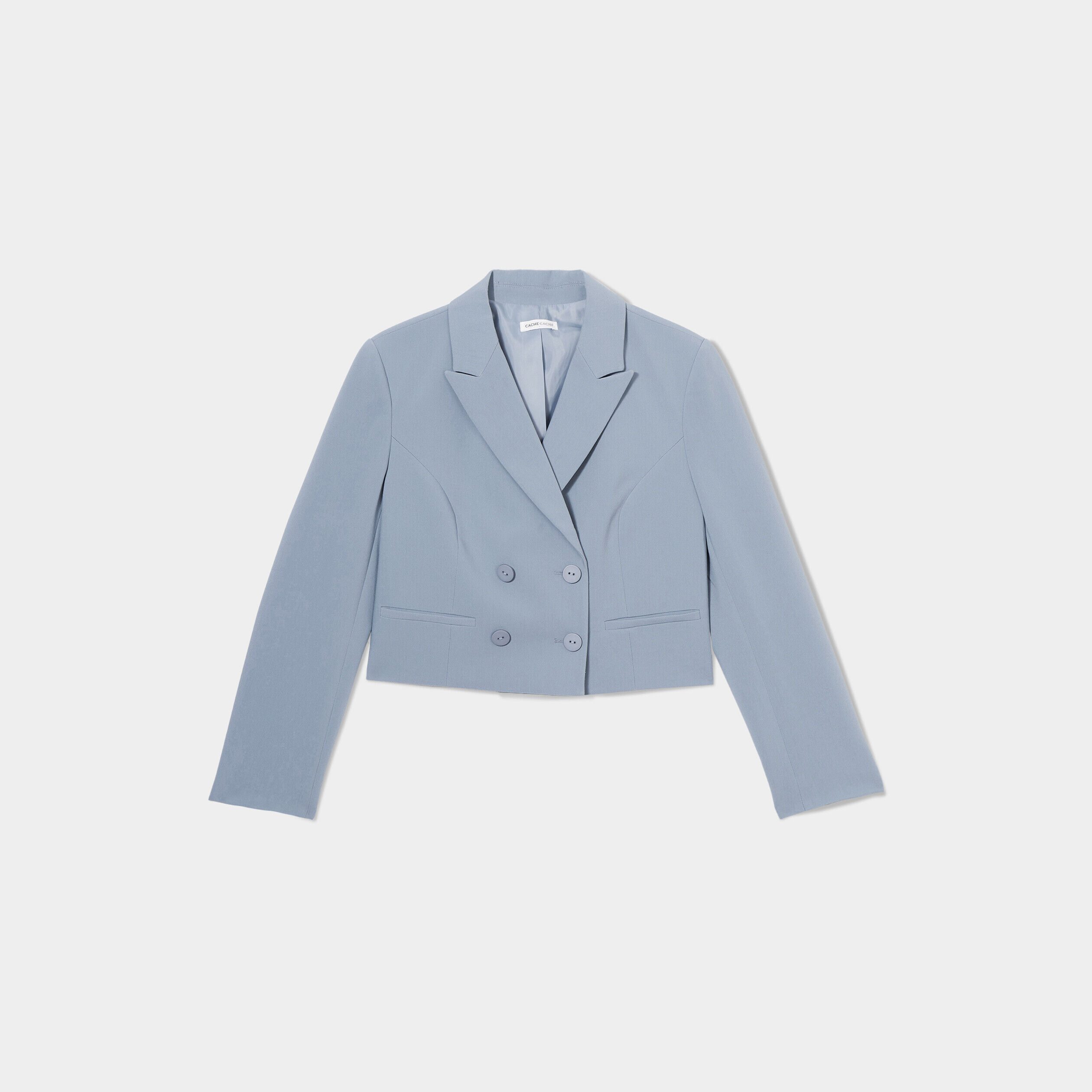 Veste blazer courte droite bleu gris femme | Cache Cache