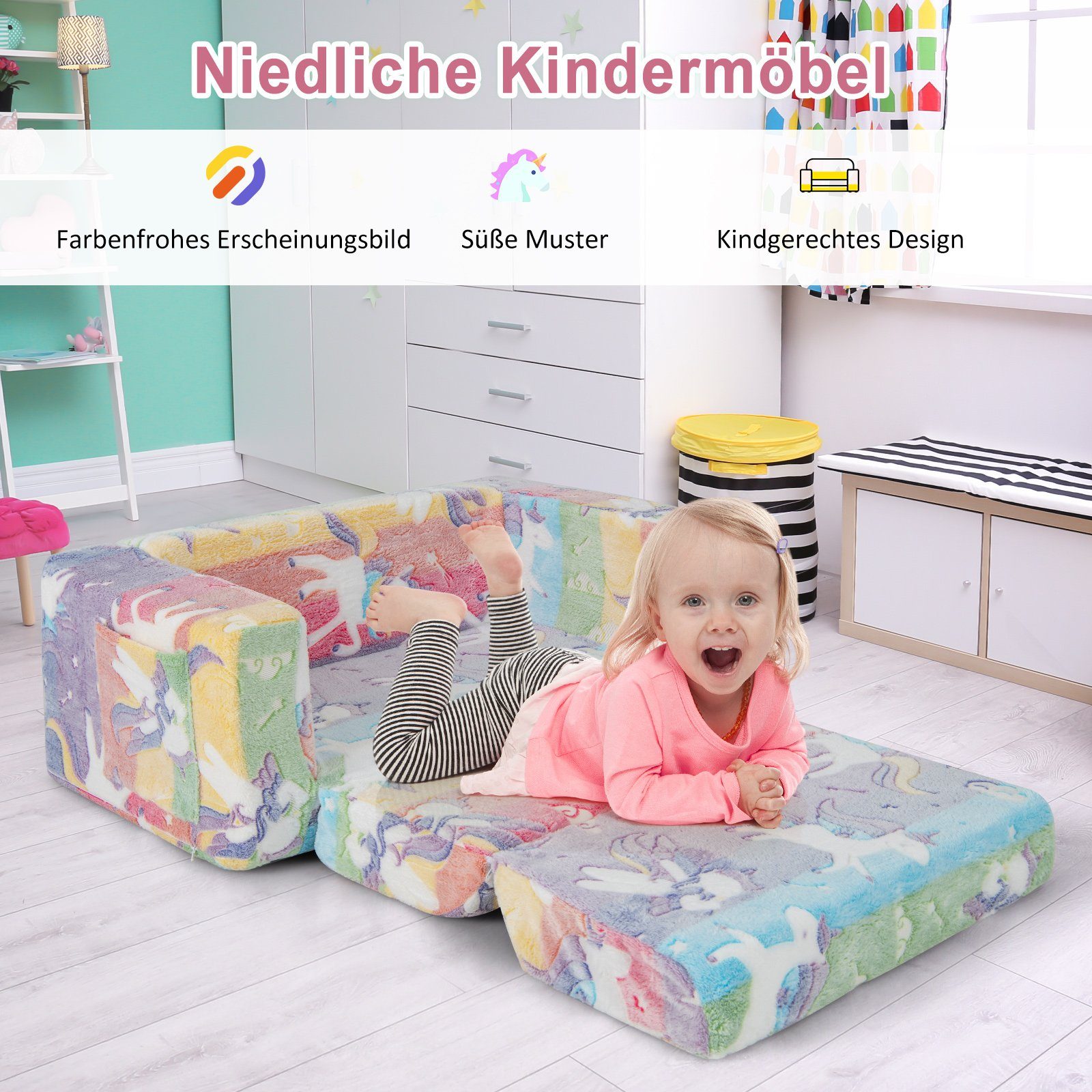 COSTWAY Kindersofa Kindersessel, im Dunkeln Leuchtend