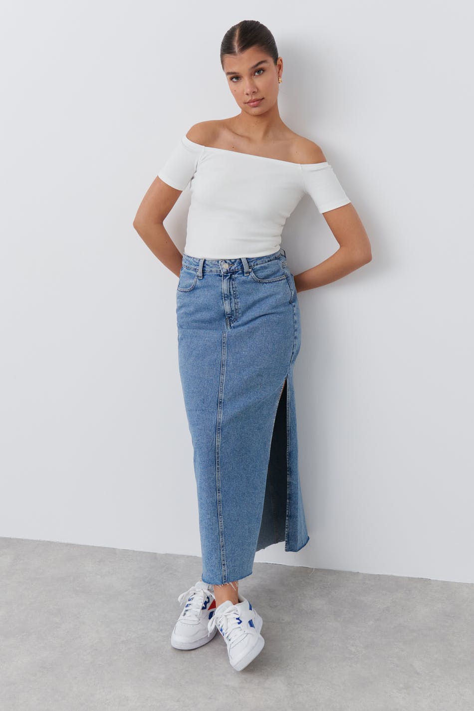 Rib off shoulder top