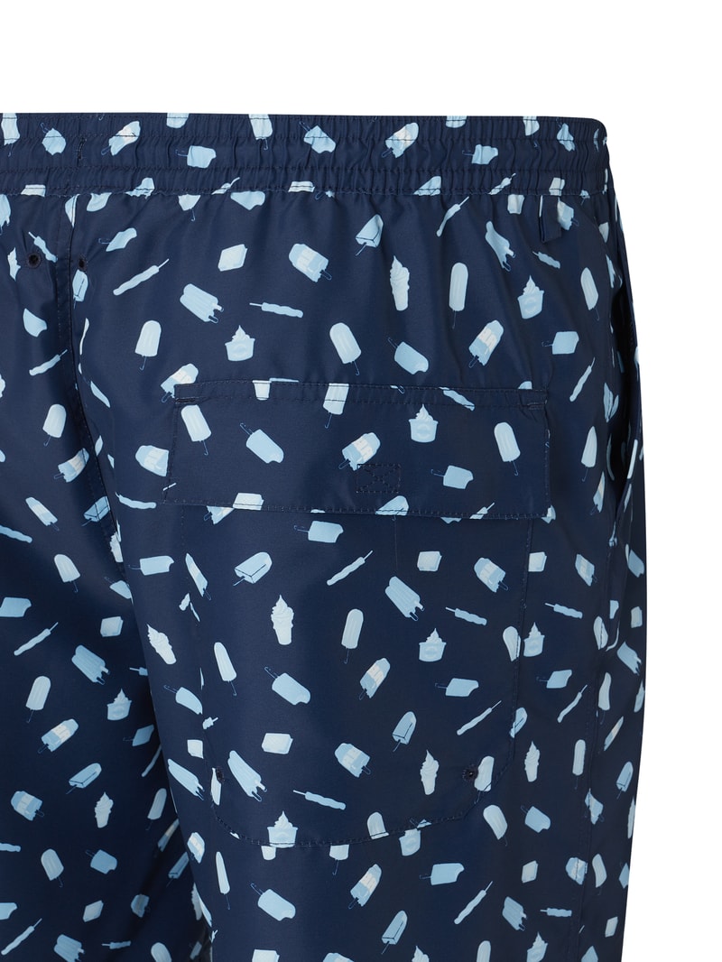 PLUS SIZE Badehose mit Allover-Muster in dunkelblau