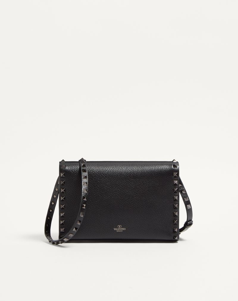 Rockstud lille skuldertaske i kornet kalveskind