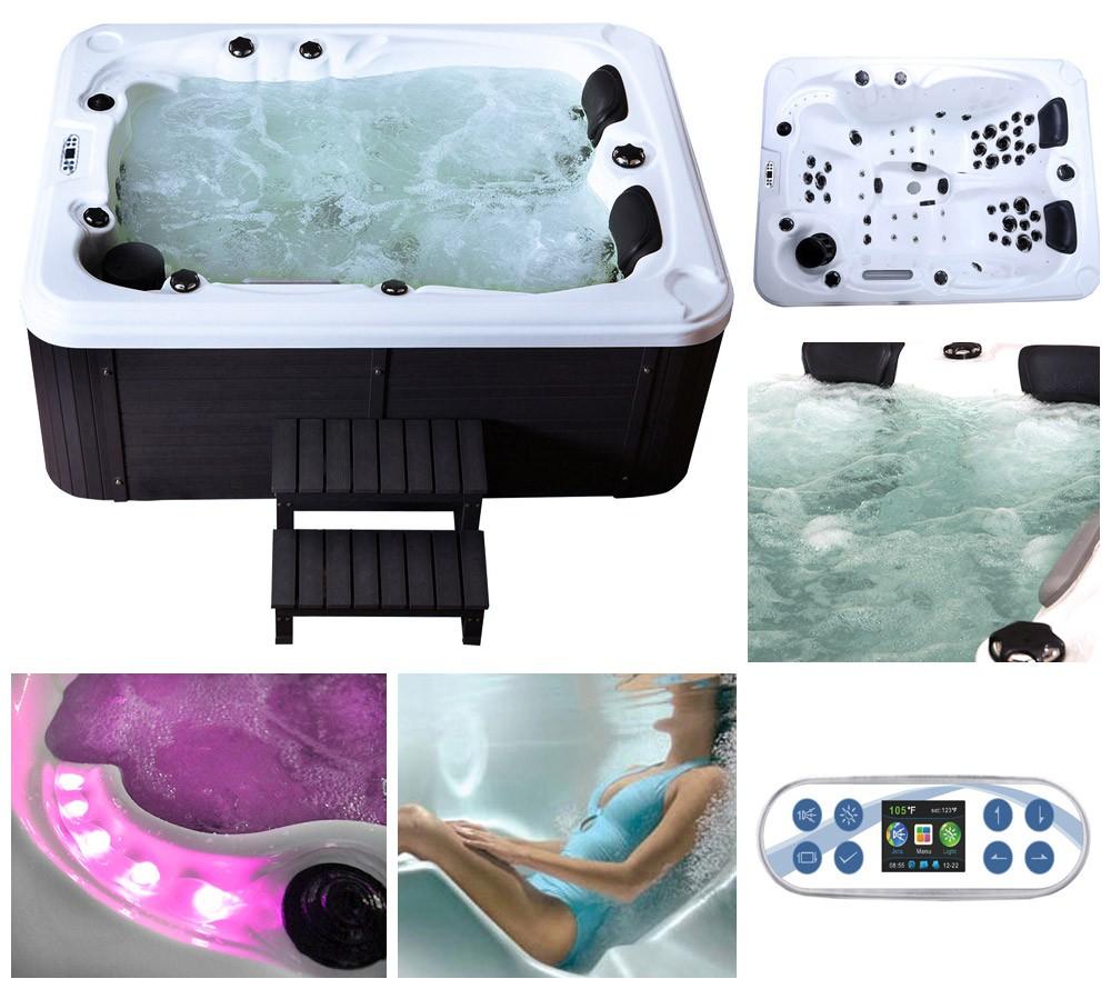 Home Deluxe Outdoor Whirlpool BEACH - Mit Treppe und Thermoabdeckung