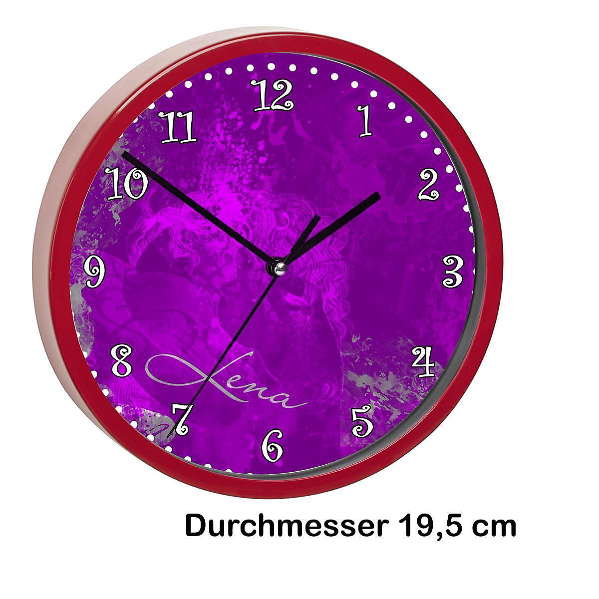 Kinder Wanduhr personalisiert mit Name Traum Lila