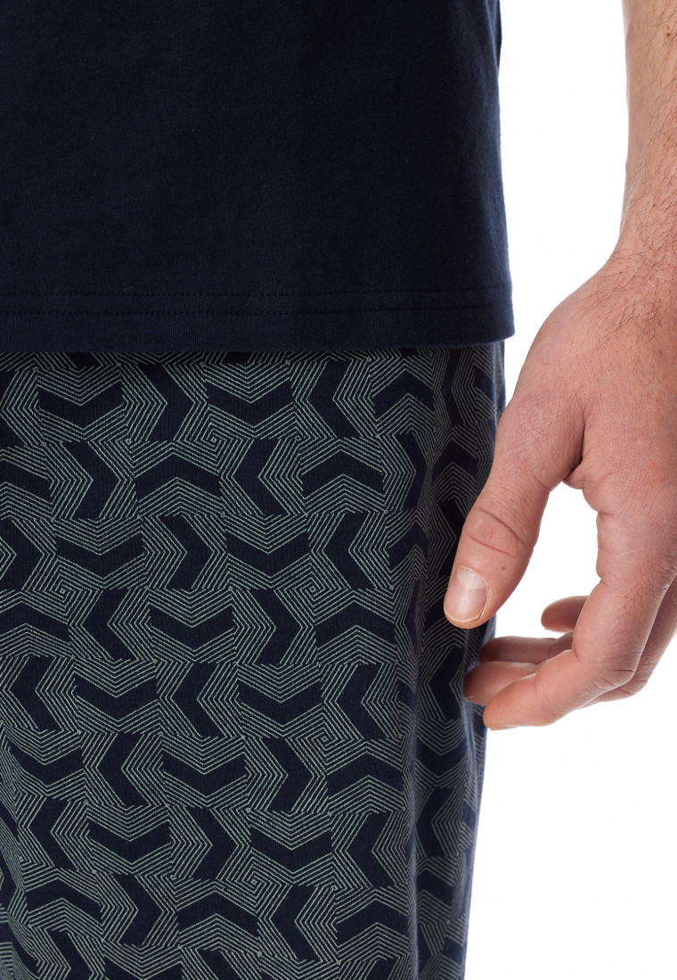 Schlafanzug kurz nachtblau gemustert - Casual Essentials