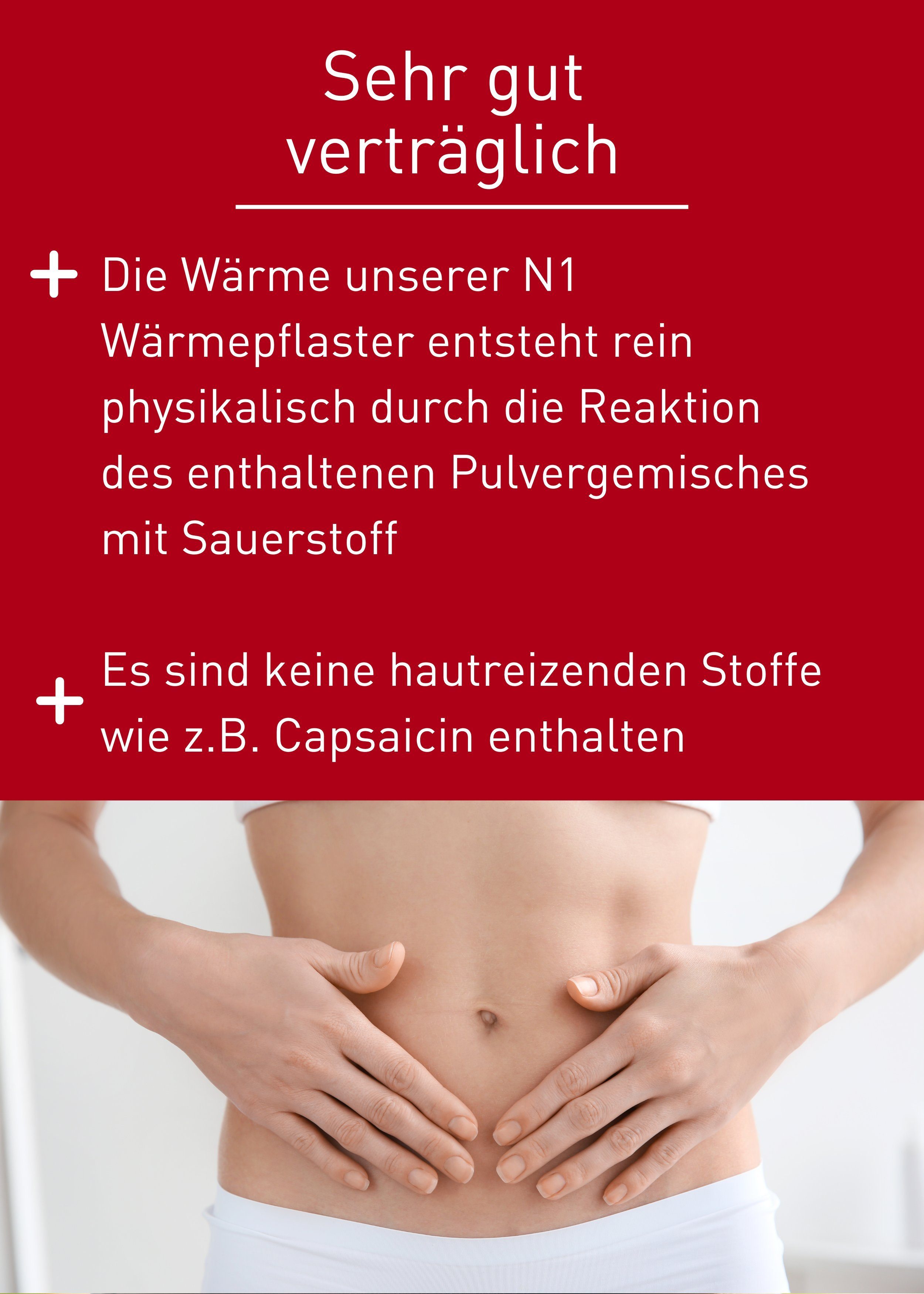 N1 Healthcare Wärmepflaster Wärmepflaster bei Regelschmerzen (4 St), 8 Stunden wohlige Wärme