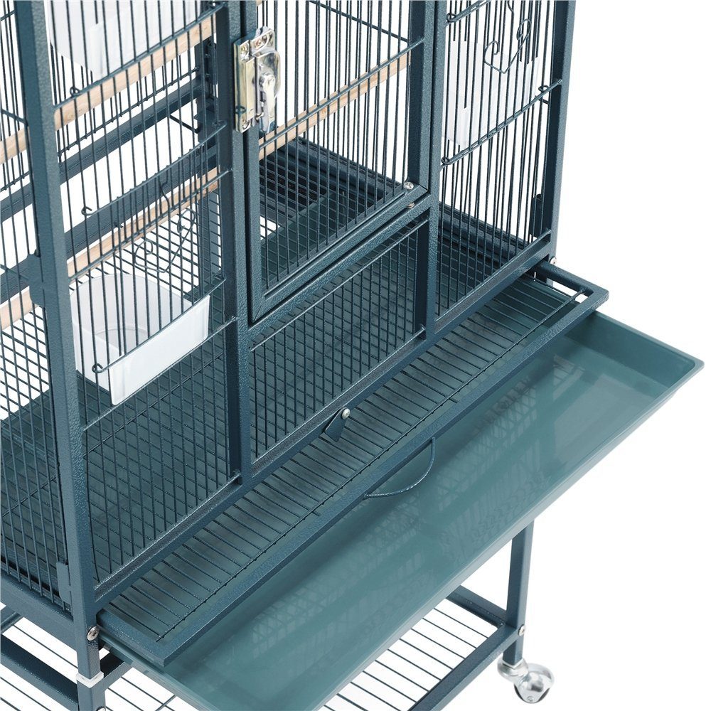 Yaheetech Vogelkäfig, Vogelvoliere mit Tür Vogelhaus Vogelbauer mit Rollen